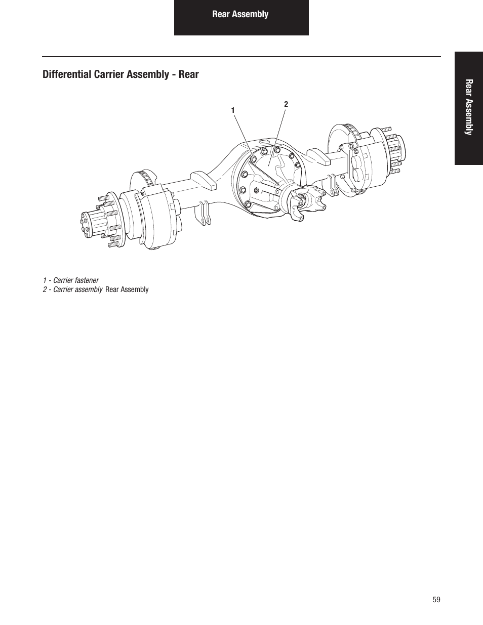 Differential carrier assembly - rear | Spicer Tandem Drive Axles Pro-40 Single Reduction and Single Reduction with Differential Lock User Manual | Page 62 / 102
