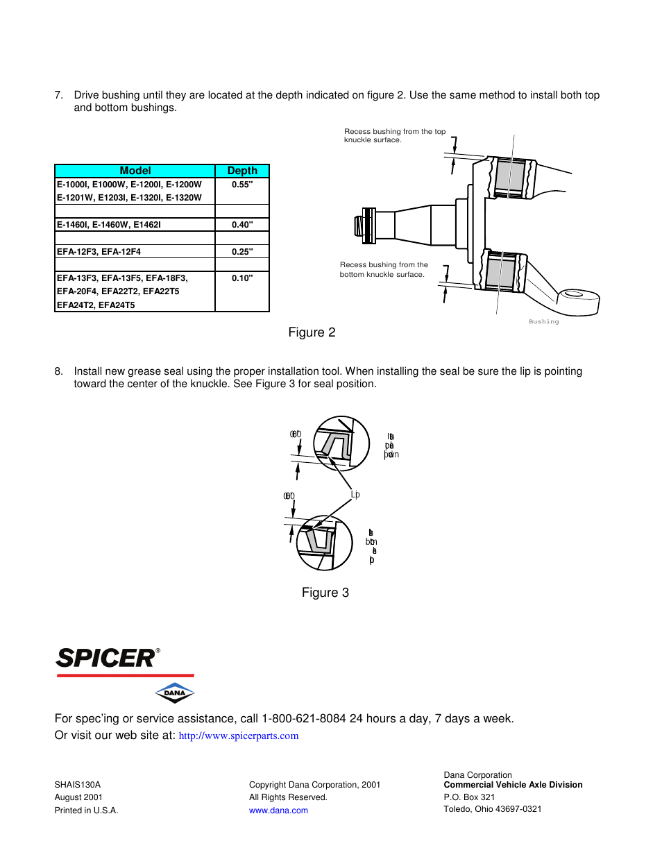 Figure 2, Figure 3 | Spicer Kingpin Bushing and Seal Installation Instructions User Manual | Page 2 / 2