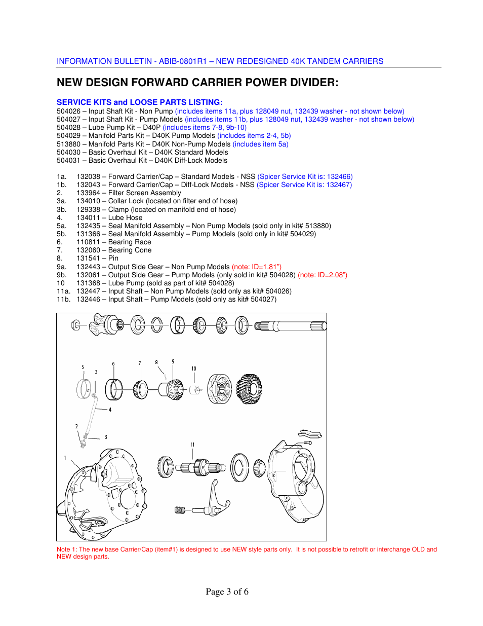 New design forward carrier power divider | Spicer NEW REDESIGNED 40K TANDEM CARRIERS User Manual | Page 3 / 6
