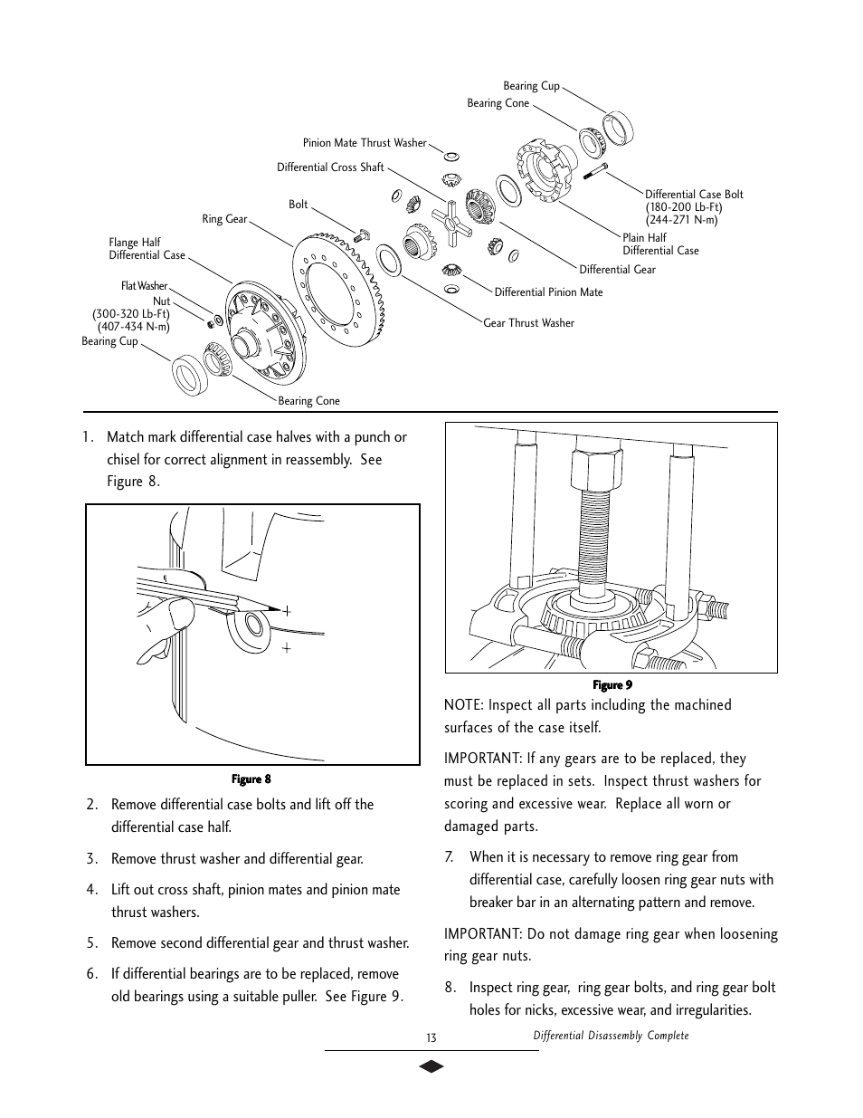 Differential disassembly | Spicer Tandem Drive Axles Service Manual S400 User Manual | Page 15 / 34