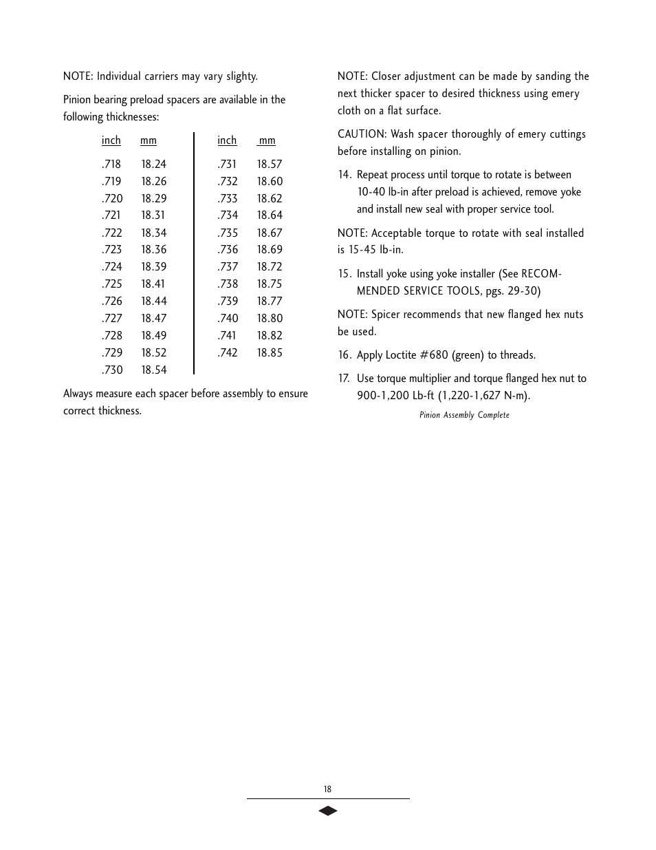 Pinion assembly | Spicer Tandem Drive Axles Service Manual S400 User Manual | Page 20 / 34