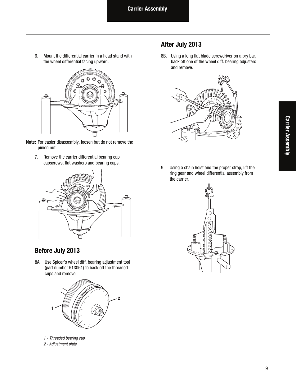 Before july 2013, After july 2013 | Spicer Single Drive Axles Service Manual: S170, S190, S590 User Manual | Page 13 / 76