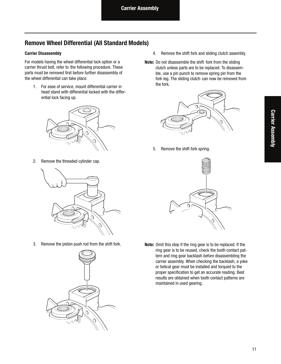 Remove wheel differential (all standard models) | Spicer Single Drive Axles Service Manual: S170, S190, S590 User Manual | Page 15 / 76