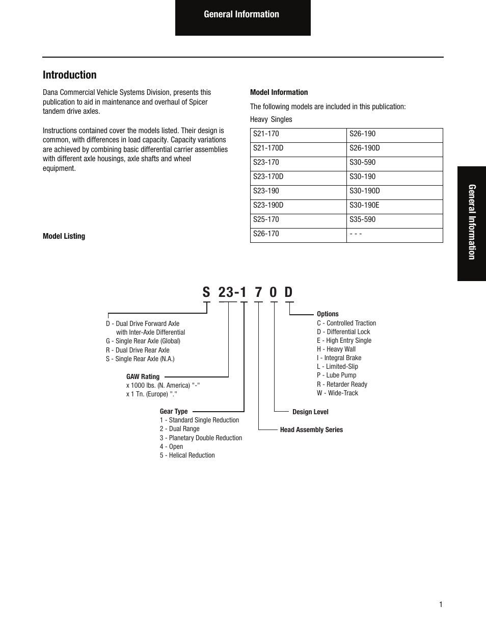 Introduction | Spicer Single Drive Axles Service Manual: S170, S190, S590 User Manual | Page 5 / 76