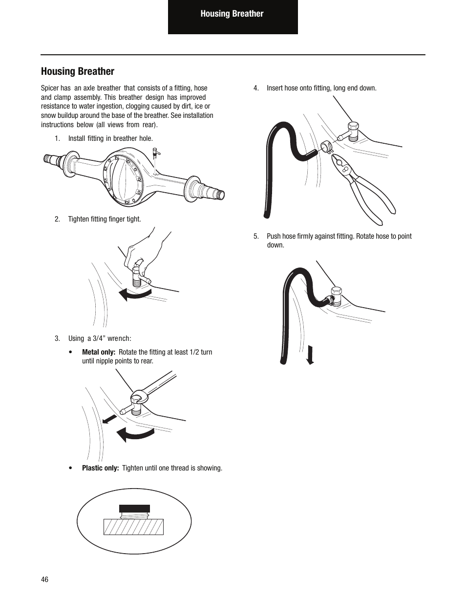 Housing breather | Spicer Single Drive Axles Service Manual: S170, S190, S590 User Manual | Page 50 / 76