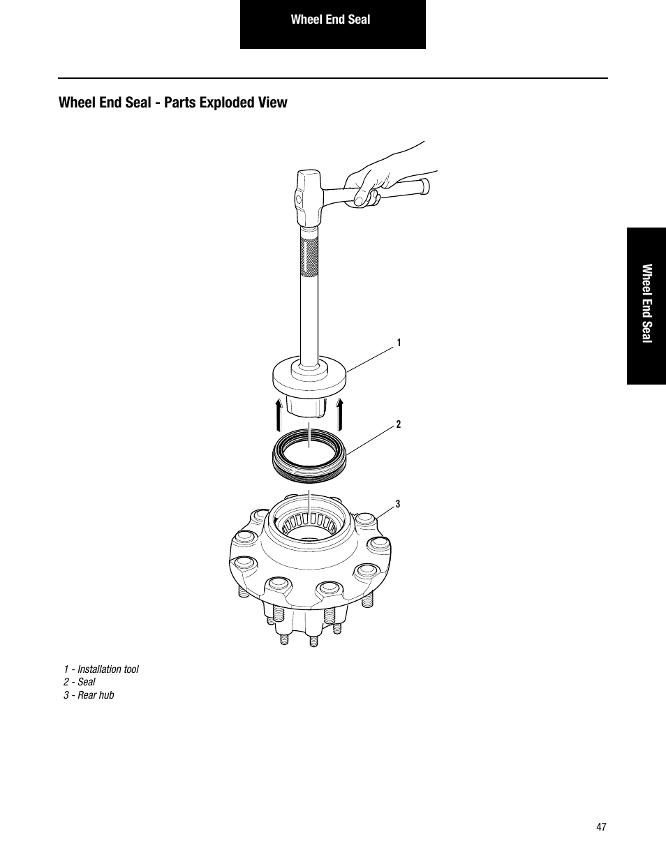 Wheel end seal - parts exploded view | Spicer Single Drive Axles Service Manual: S170, S190, S590 User Manual | Page 51 / 76