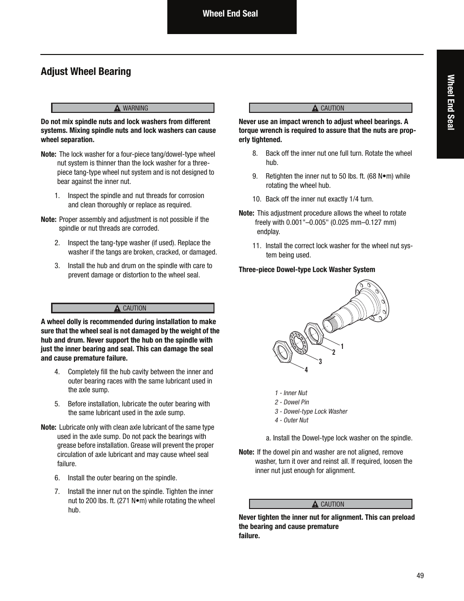 Adjust wheel bearing | Spicer Single Drive Axles Service Manual: S170, S190, S590 User Manual | Page 53 / 76