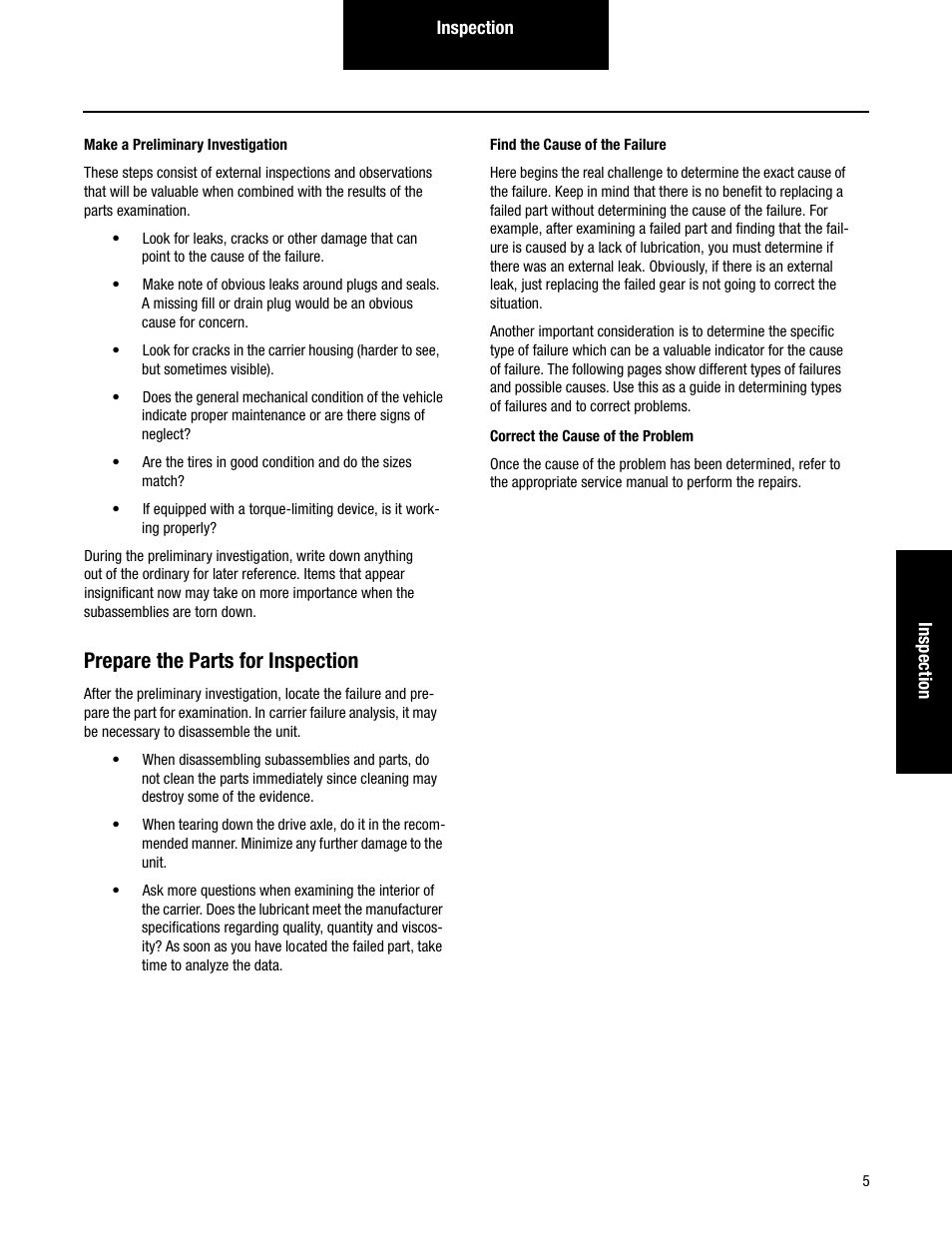 Prepare the parts for inspection | Spicer Single Drive Axles Service Manual: S170, S190, S590 User Manual | Page 9 / 76