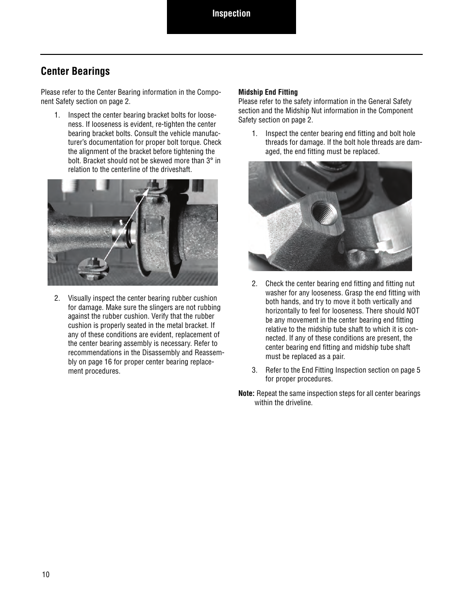 Center bearings | Spicer 2007 Spicer Driveshafts Service Manual User Manual | Page 12 / 32