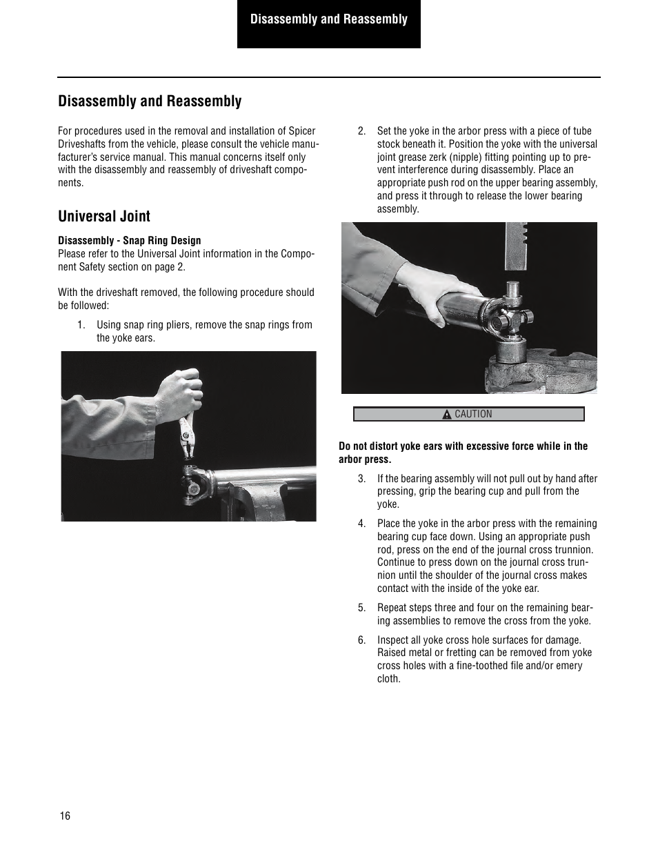 Disassembly and reassembly, Universal joint | Spicer 2007 Spicer Driveshafts Service Manual User Manual | Page 18 / 32