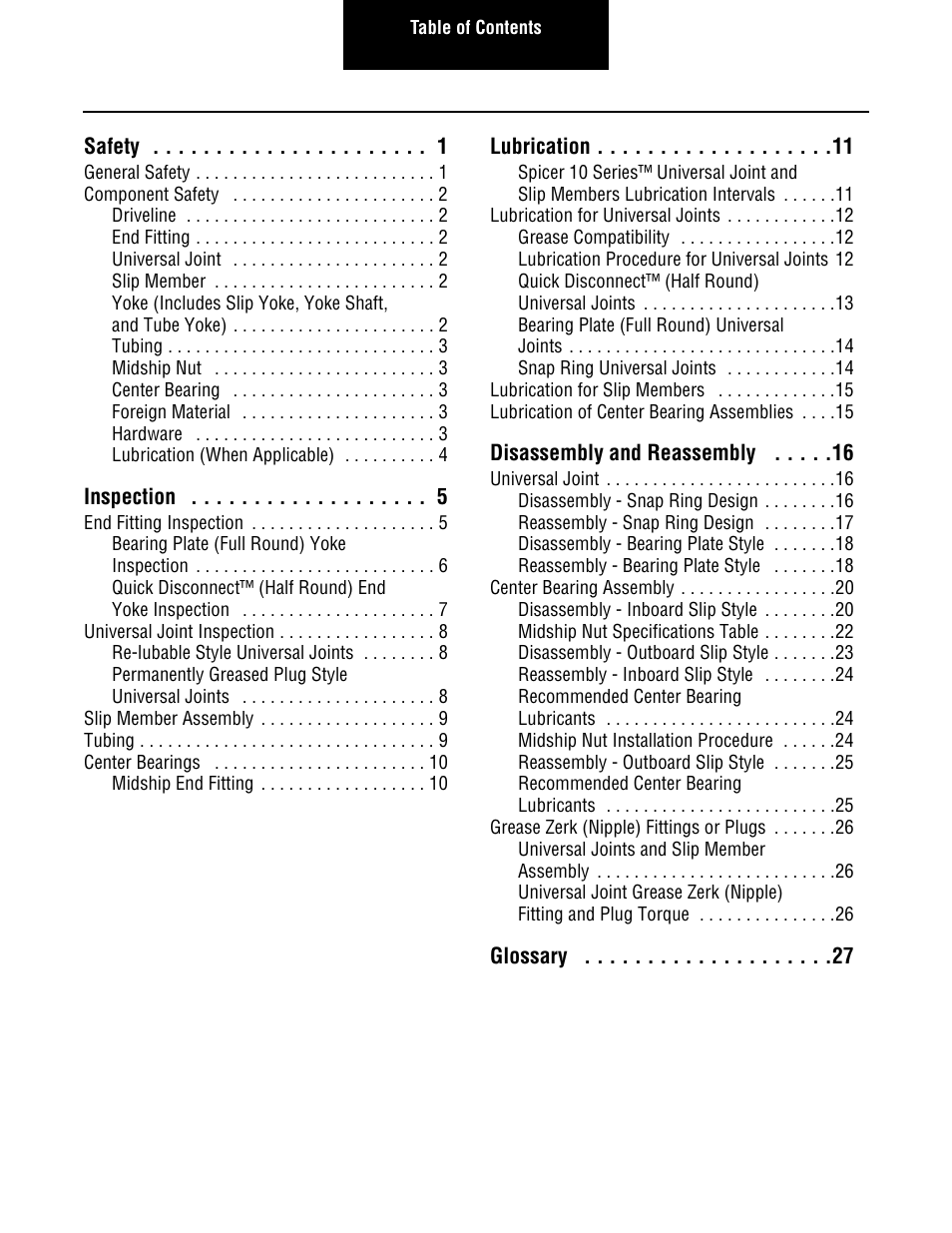 Spicer 2007 Spicer Driveshafts Service Manual User Manual | Page 2 / 32