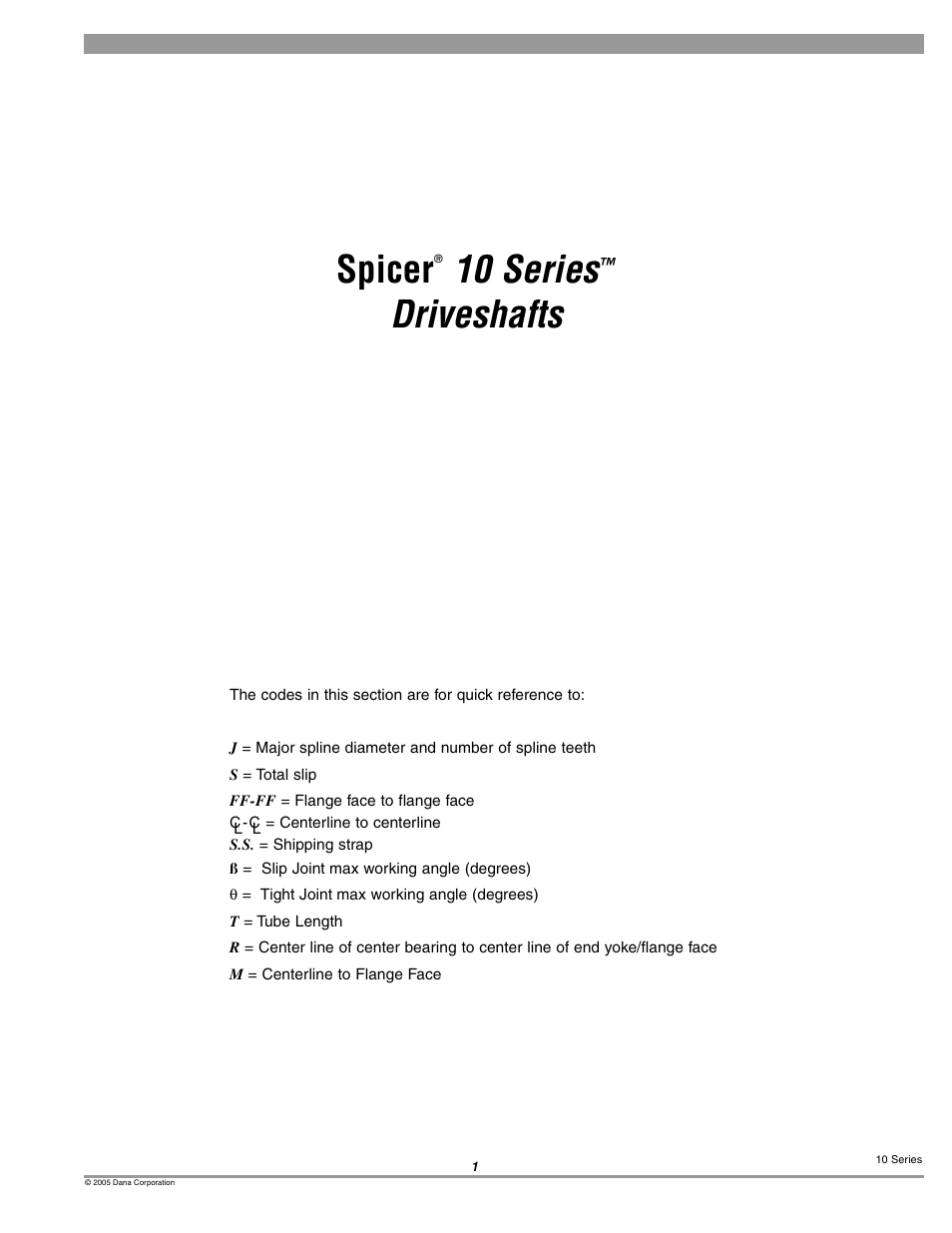 Spicer 10 Series Driveshafts User Manual | 86 pages