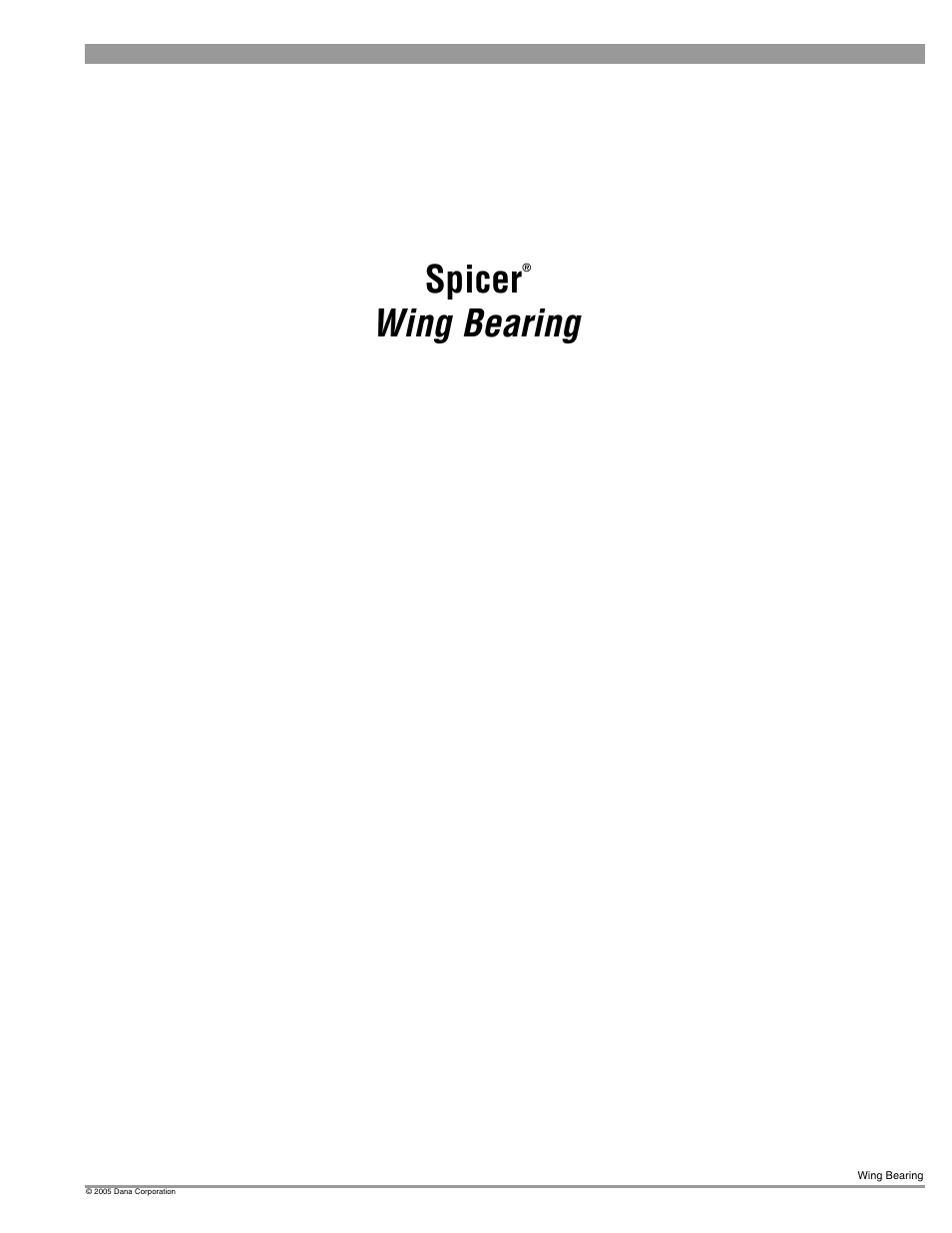 Spicer wing bearing series, Spicer, Wing bearing | Spicer 10 Series Driveshafts User Manual | Page 66 / 86