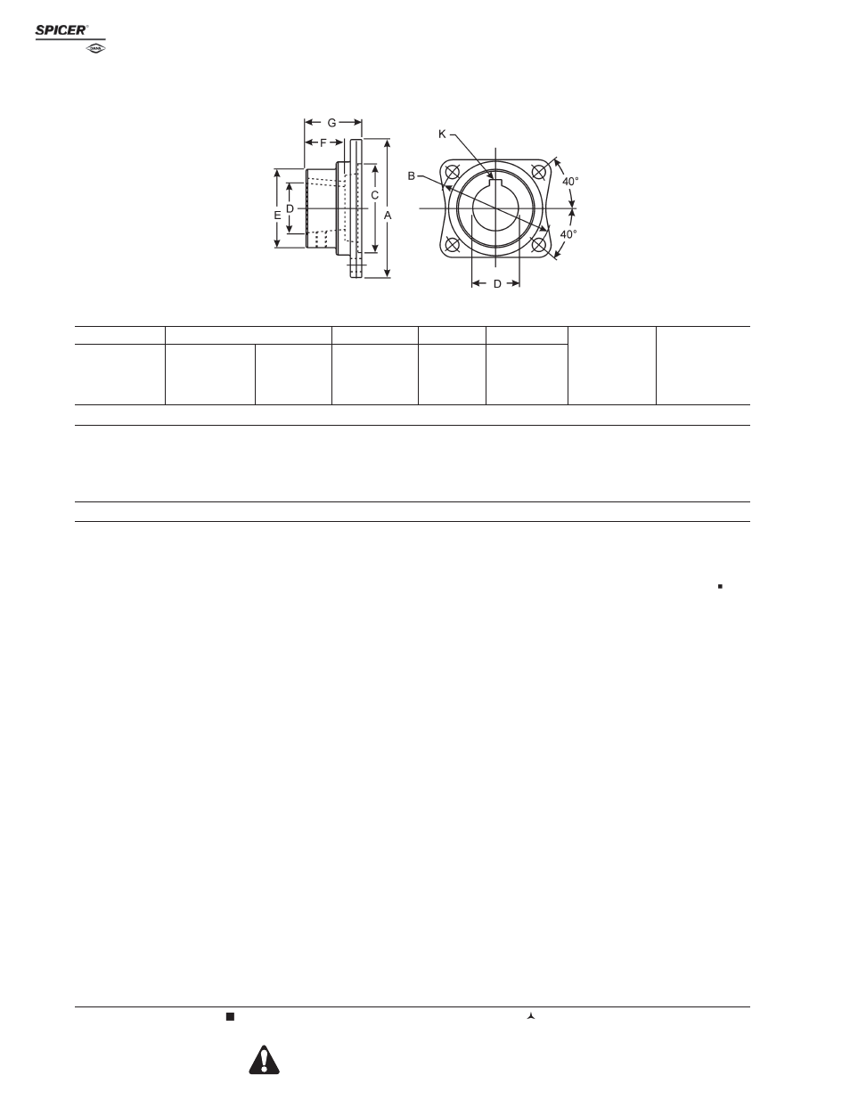 Companion flange, Rectangular type—taper hole | Spicer Driveline Components Catalog - Companion Flanges User Manual | Page 18 / 24