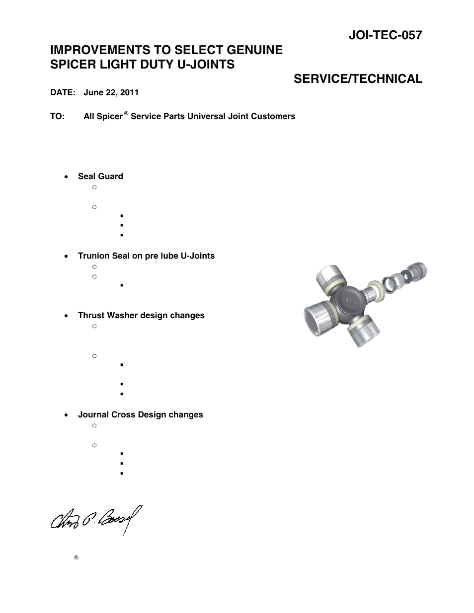 Spicer 2011 Spicer Bulletin 3; SERVICE_TECHNICAL INFORMATION User Manual | 1 page