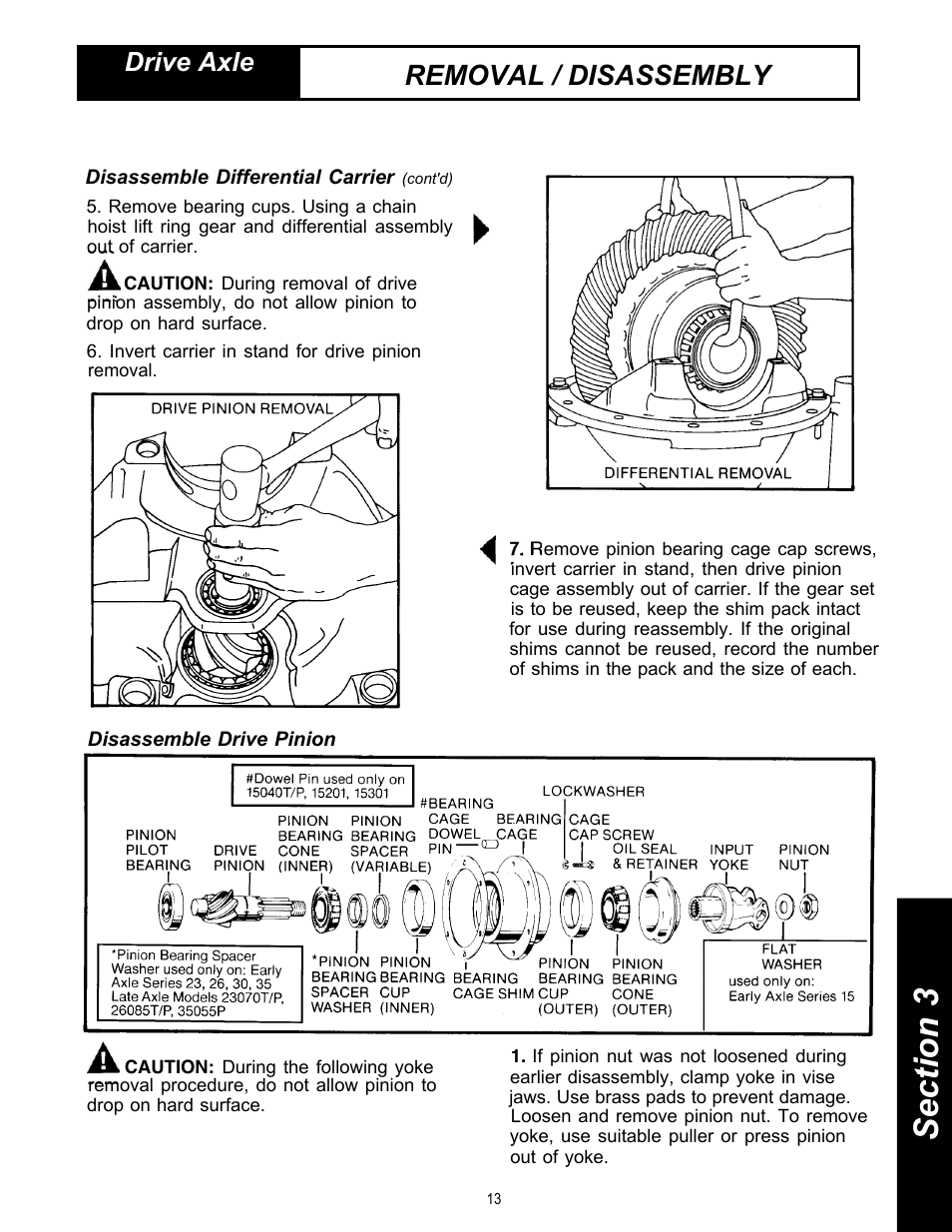 Removal / disassembly, Drive axle overhaul | Spicer Drive Axles Service Manual Single Axles 2-Speed & Double Reduction User Manual | Page 13 / 34