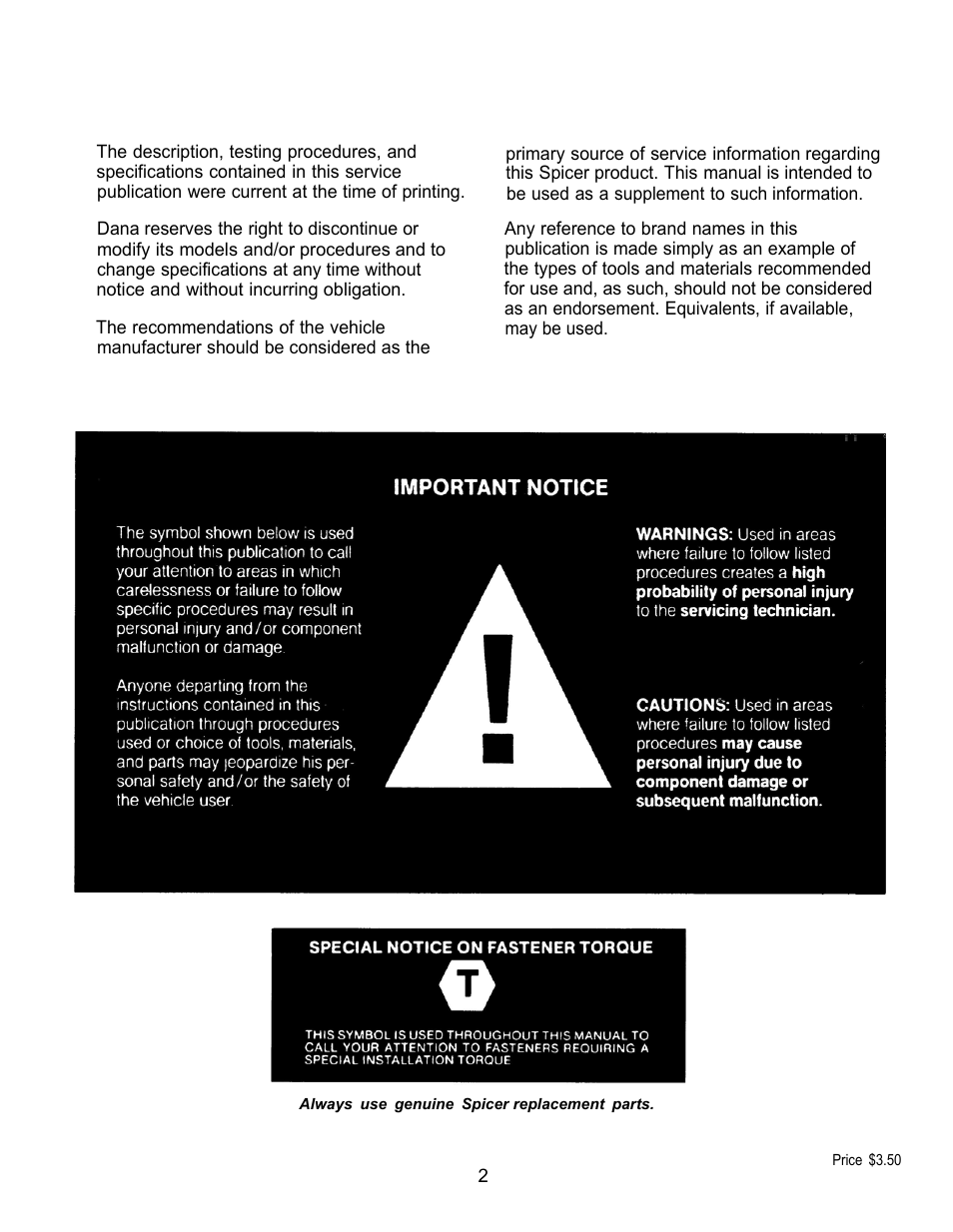 Spicer Drive Axles Service Manual Single Axles 2-Speed & Double Reduction User Manual | Page 2 / 34