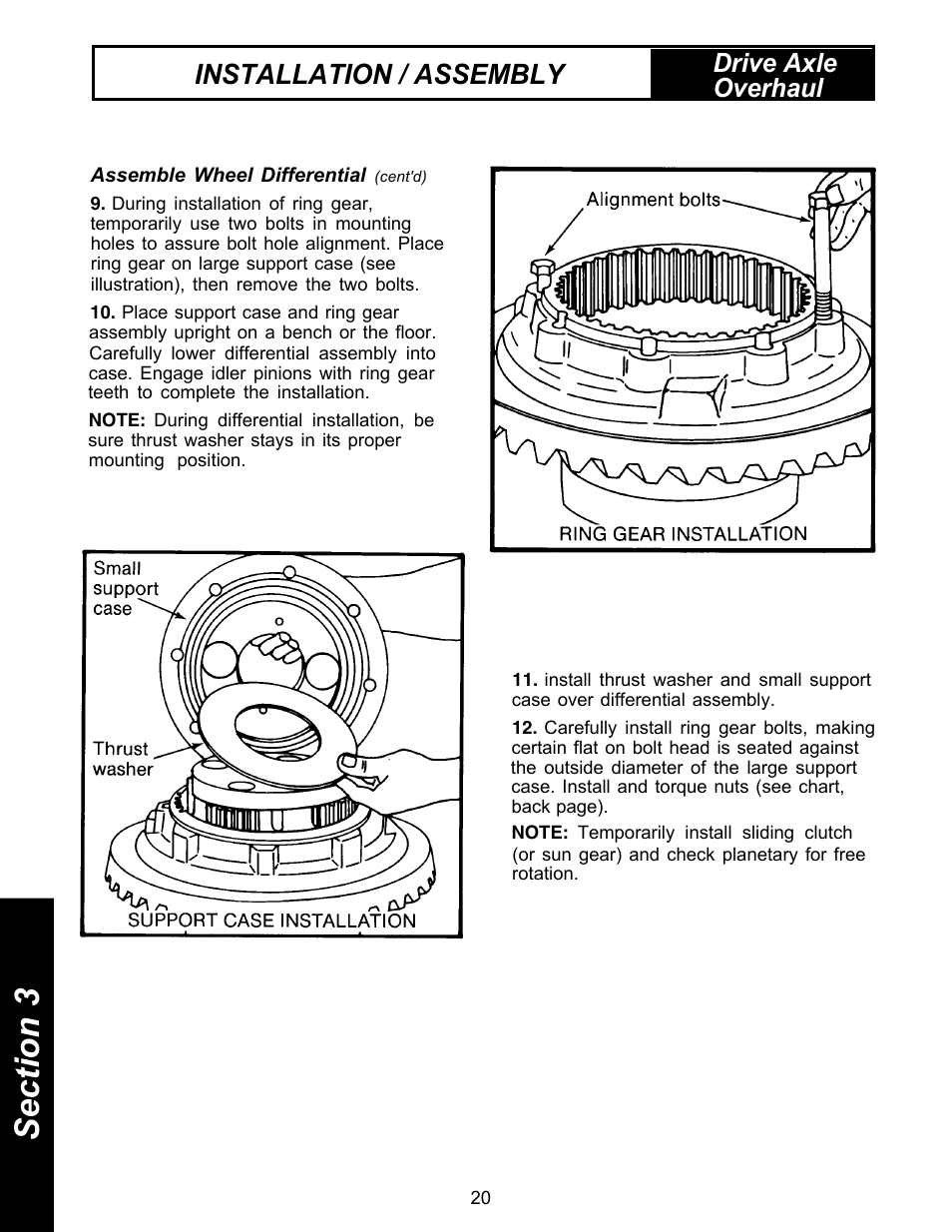 Installation / assembly, Drive axle overhaul | Spicer Drive Axles Service Manual Single Axles 2-Speed & Double Reduction User Manual | Page 20 / 34