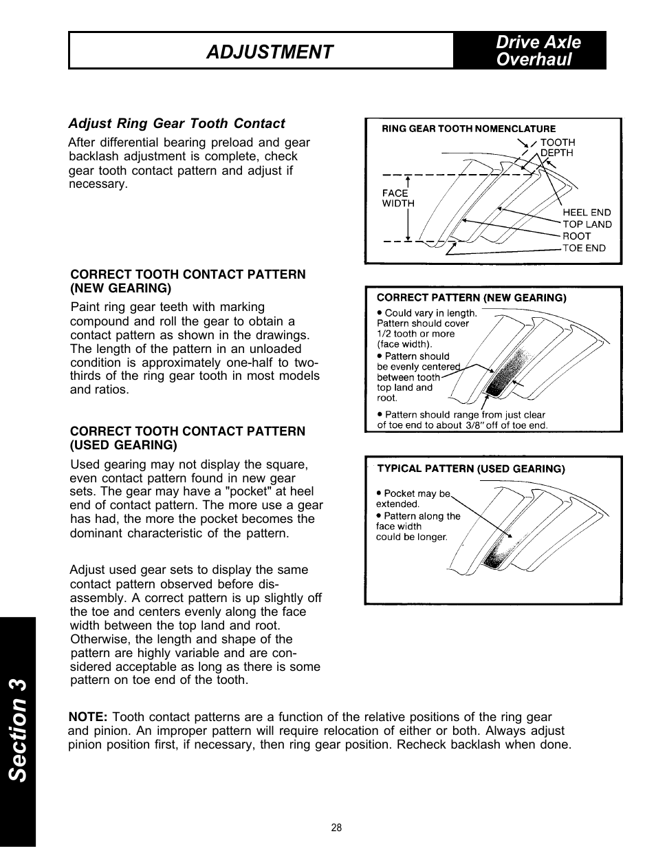 Adjustment, Drive axle overhaul | Spicer Drive Axles Service Manual Single Axles 2-Speed & Double Reduction User Manual | Page 28 / 34