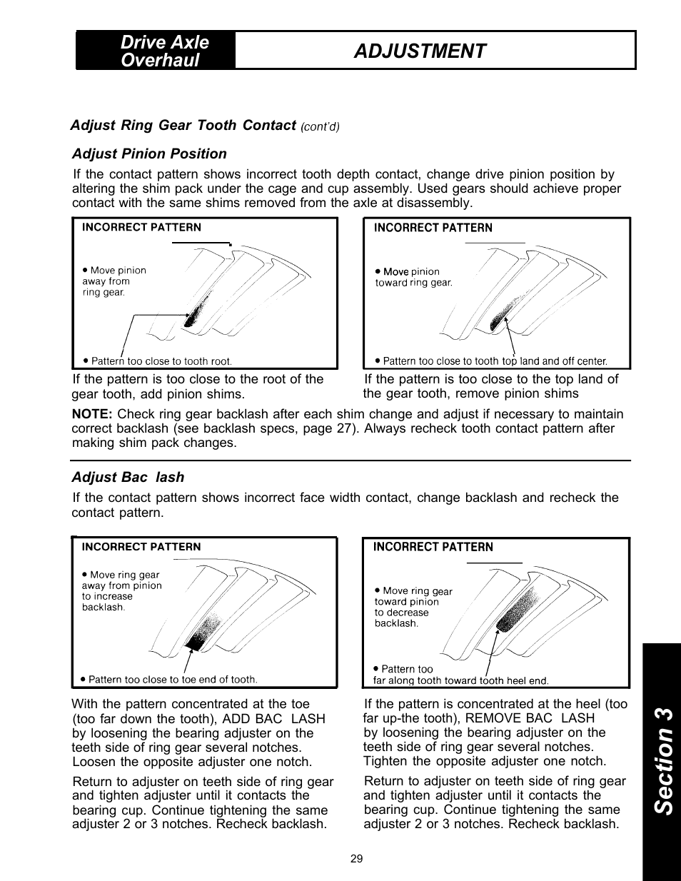 Adjustment, Drive axle overhaul | Spicer Drive Axles Service Manual Single Axles 2-Speed & Double Reduction User Manual | Page 29 / 34