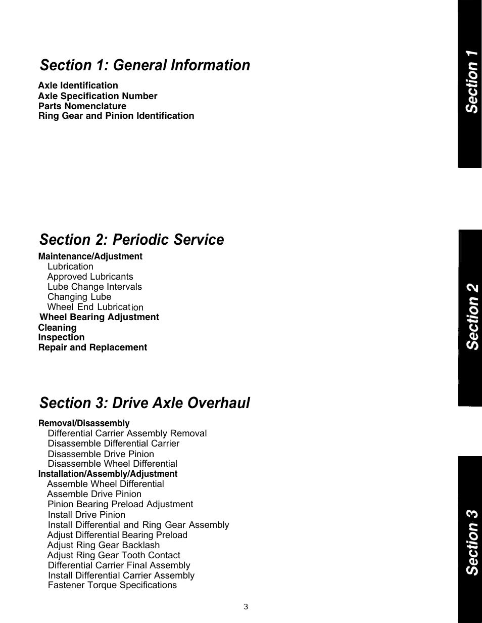 Spicer Drive Axles Service Manual Single Axles 2-Speed & Double Reduction User Manual | Page 3 / 34