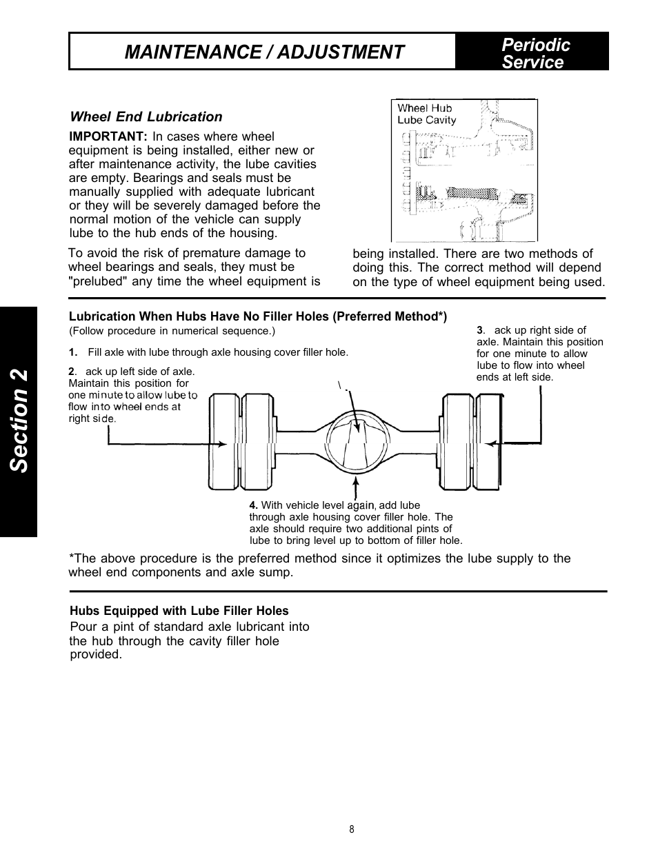 Maintenance / adjustment, Periodic service | Spicer Drive Axles Service Manual Single Axles 2-Speed & Double Reduction User Manual | Page 8 / 34