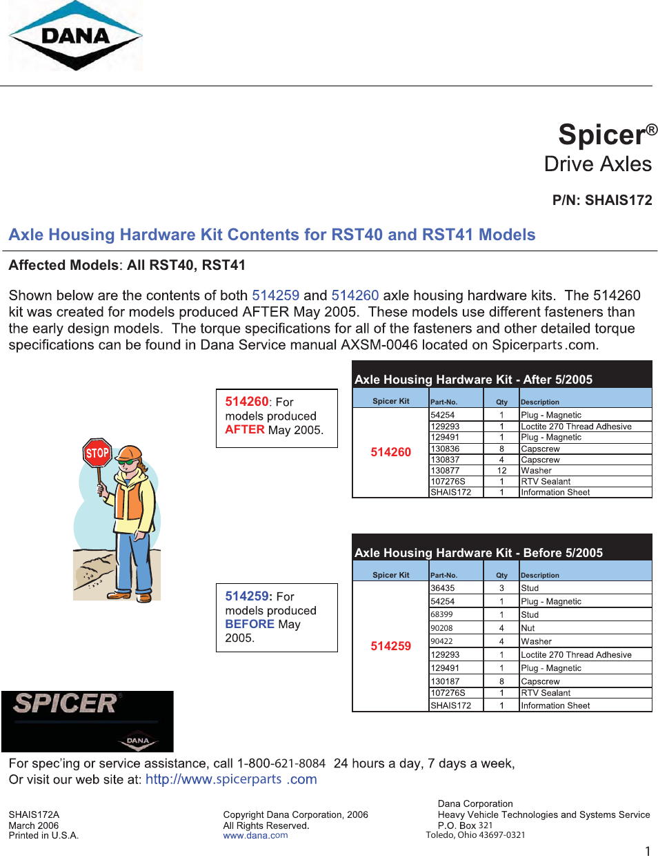 Spicer RST41 User Manual | 1 page