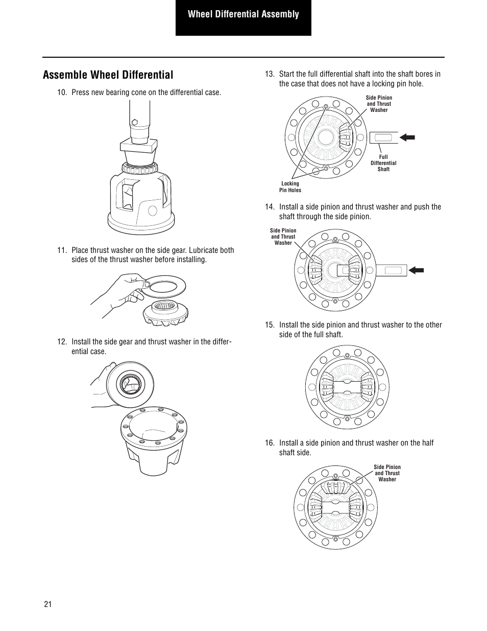 Assemble wheel differential, Wheel differential assembly | Spicer Single Drive Axles Service Manual: S140 Series User Manual | Page 24 / 44
