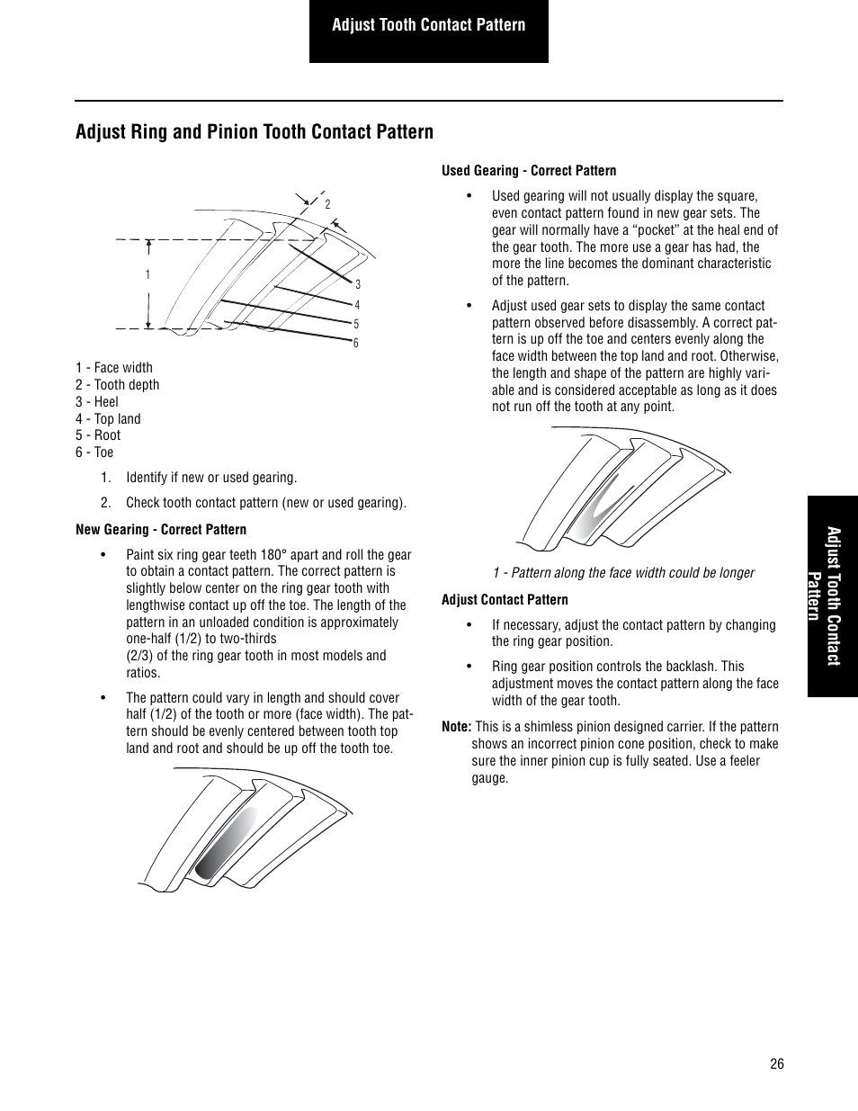 Adjust ring and pinion tooth contact pattern | Spicer Single Drive Axles Service Manual: S140 Series User Manual | Page 29 / 44