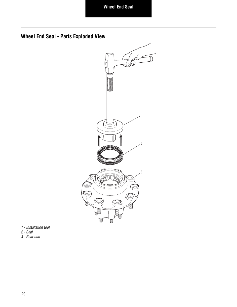 Wheel end seal - parts exploded view | Spicer Single Drive Axles Service Manual: S140 Series User Manual | Page 32 / 44