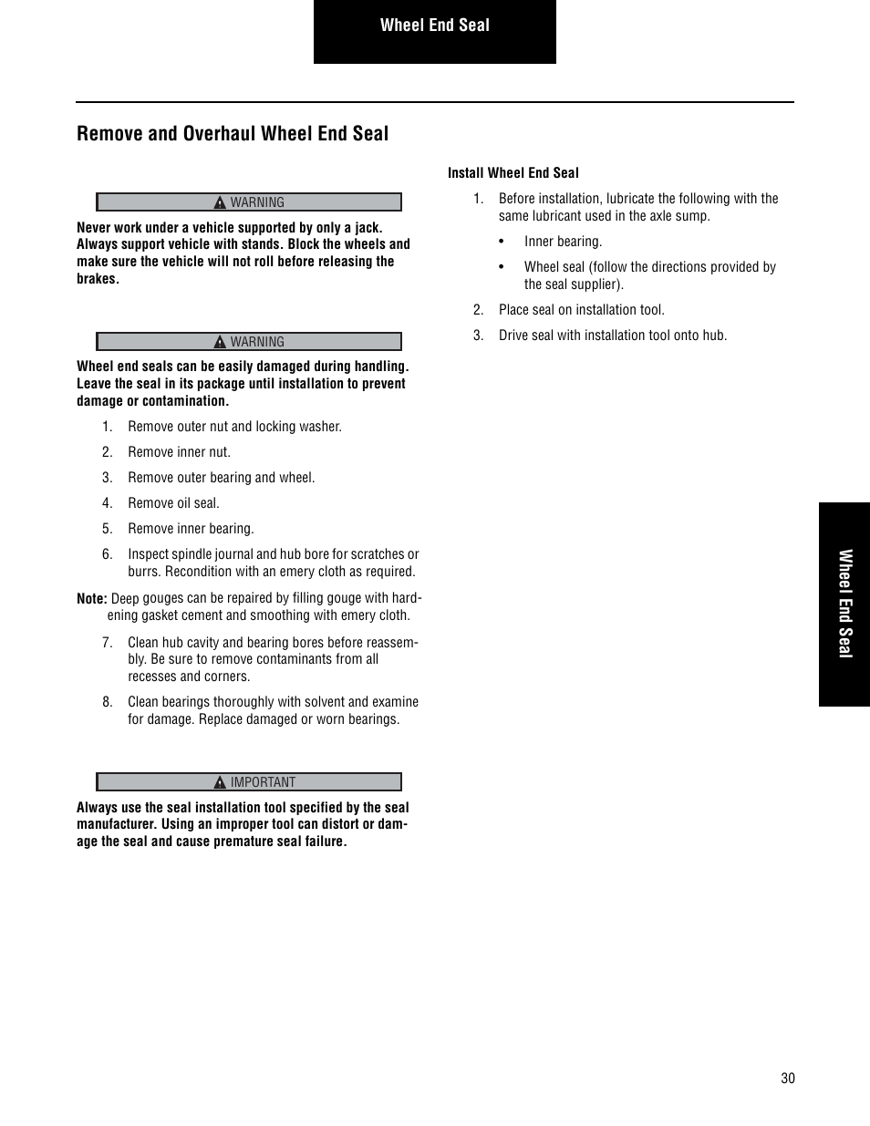 Remove and overhaul wheel end seal | Spicer Single Drive Axles Service Manual: S140 Series User Manual | Page 33 / 44