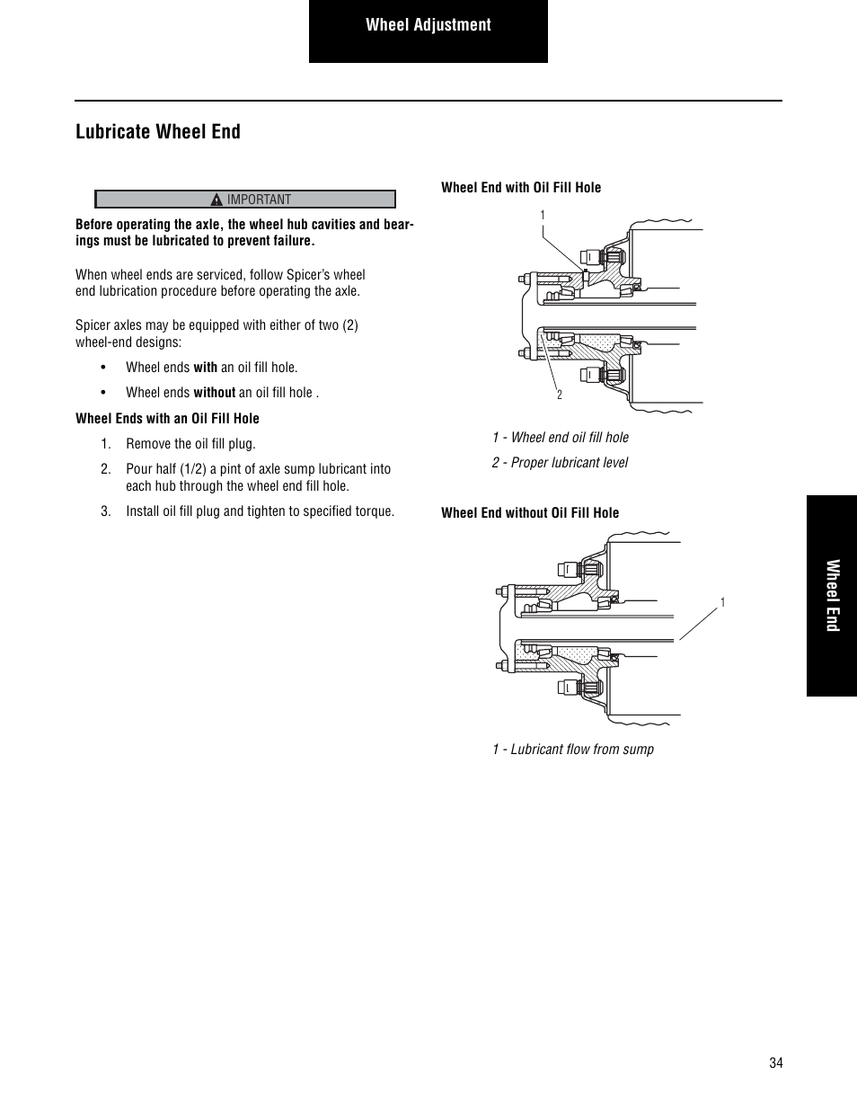 Lubricate wheel end | Spicer Single Drive Axles Service Manual: S140 Series User Manual | Page 37 / 44