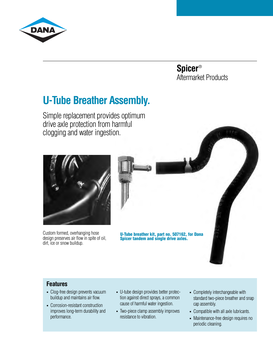 Spicer U-Tube Breather Assembly User Manual | 2 pages