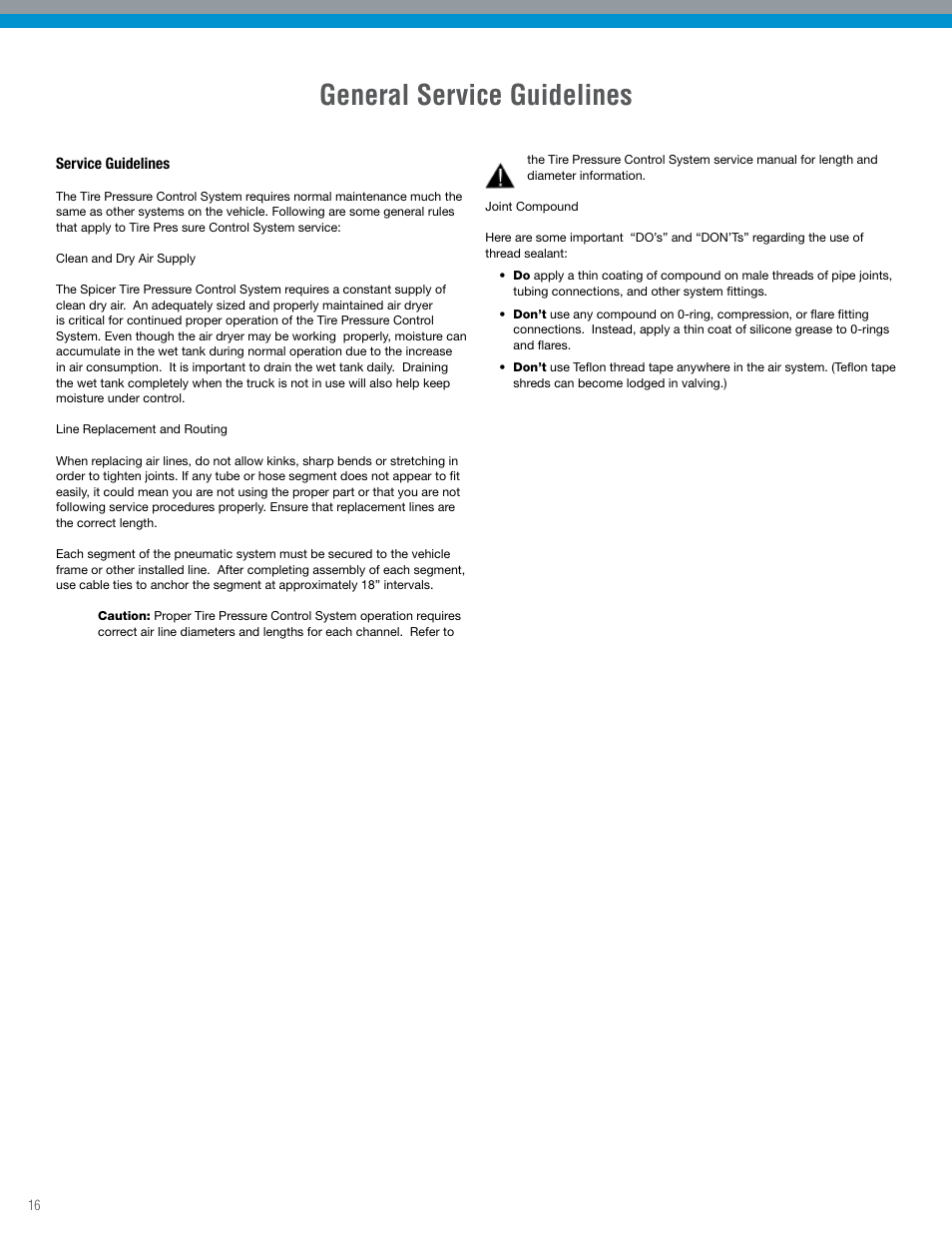 General service guidelines | Spicer TPCS Troubleshooting Guide: Older Systems (ECU's w_Dual Connectors) User Manual | Page 16 / 56