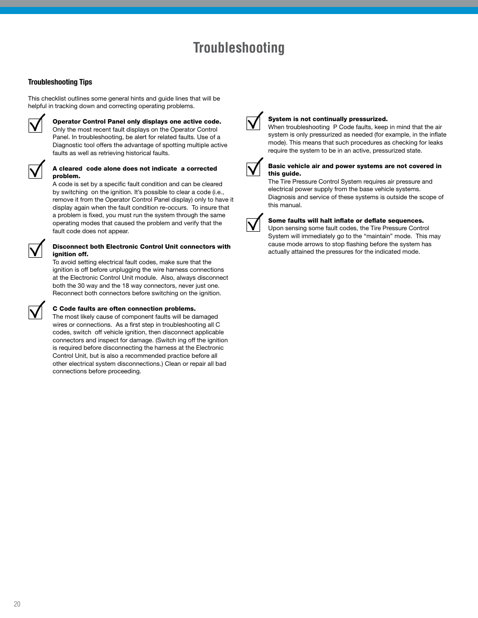Troubleshooting | Spicer TPCS Troubleshooting Guide: Older Systems (ECU's w_Dual Connectors) User Manual | Page 20 / 56
