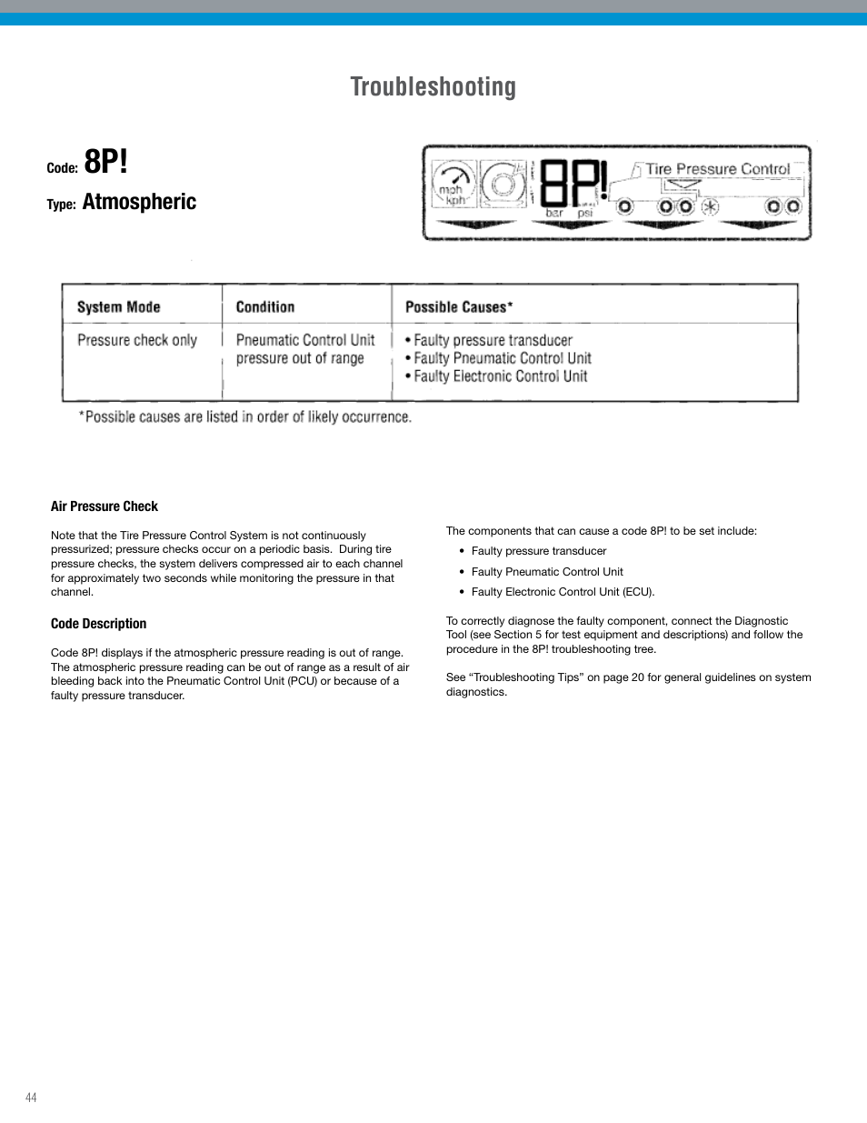 Troubleshooting, Atmospheric | Spicer TPCS Troubleshooting Guide: Older Systems (ECU's w_Dual Connectors) User Manual | Page 44 / 56