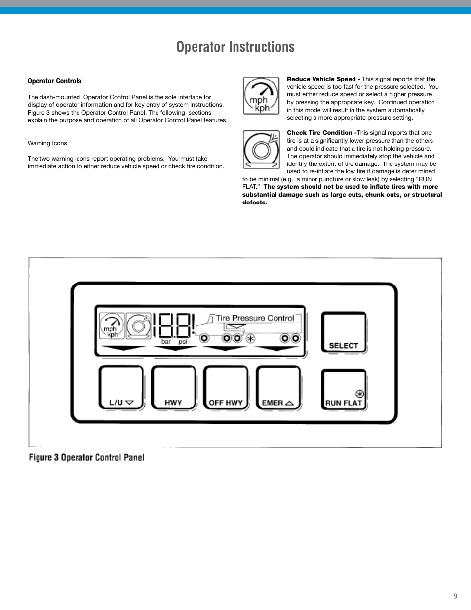 Operator instructions | Spicer TPCS Troubleshooting Guide: Older Systems (ECU's w_Dual Connectors) User Manual | Page 9 / 56