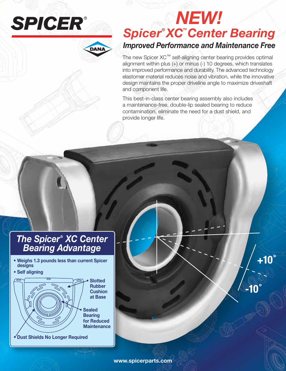 Spicer XC Center Bearing Sales Sheet User Manual | 2 pages