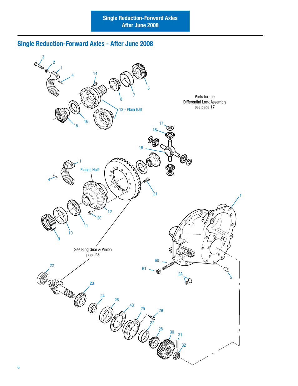 Single reduction-forward axles - after june 2008, Single reduction-forward axles after june 2008 | Spicer Drive Axles Illustrated Parts List DSP40(P), DSP41(P), DDP40(P), DDP41(P),RSP40, RSP41, RDP40, RDP41, P20060, P22060 User Manual | Page 8 / 38