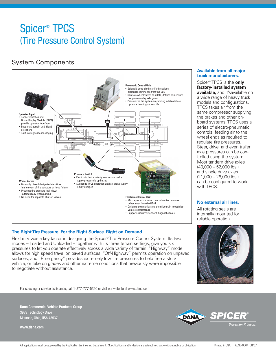 Spicer, Tpcs, Tire pressure control system) | System components | Spicer TPCS (Tire Pressure Control System) User Manual | Page 2 / 2