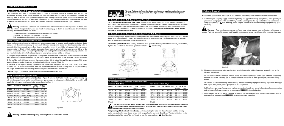 Spicer Lubrication Specifications Universal Joints Tri-Fold User Manual | Page 2 / 2