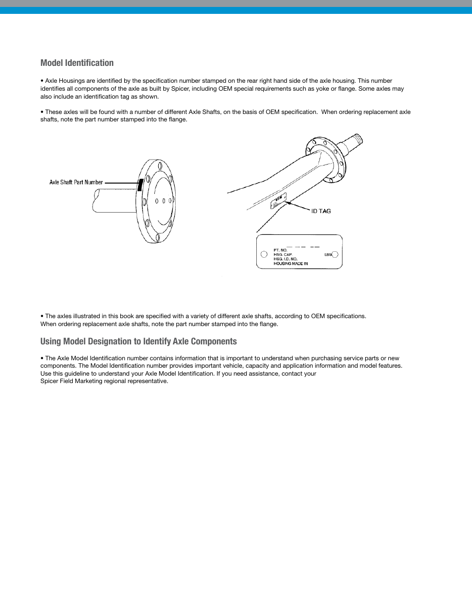 Model identification | Spicer Dana Spicer Drive Axles User Manual | Page 5 / 28
