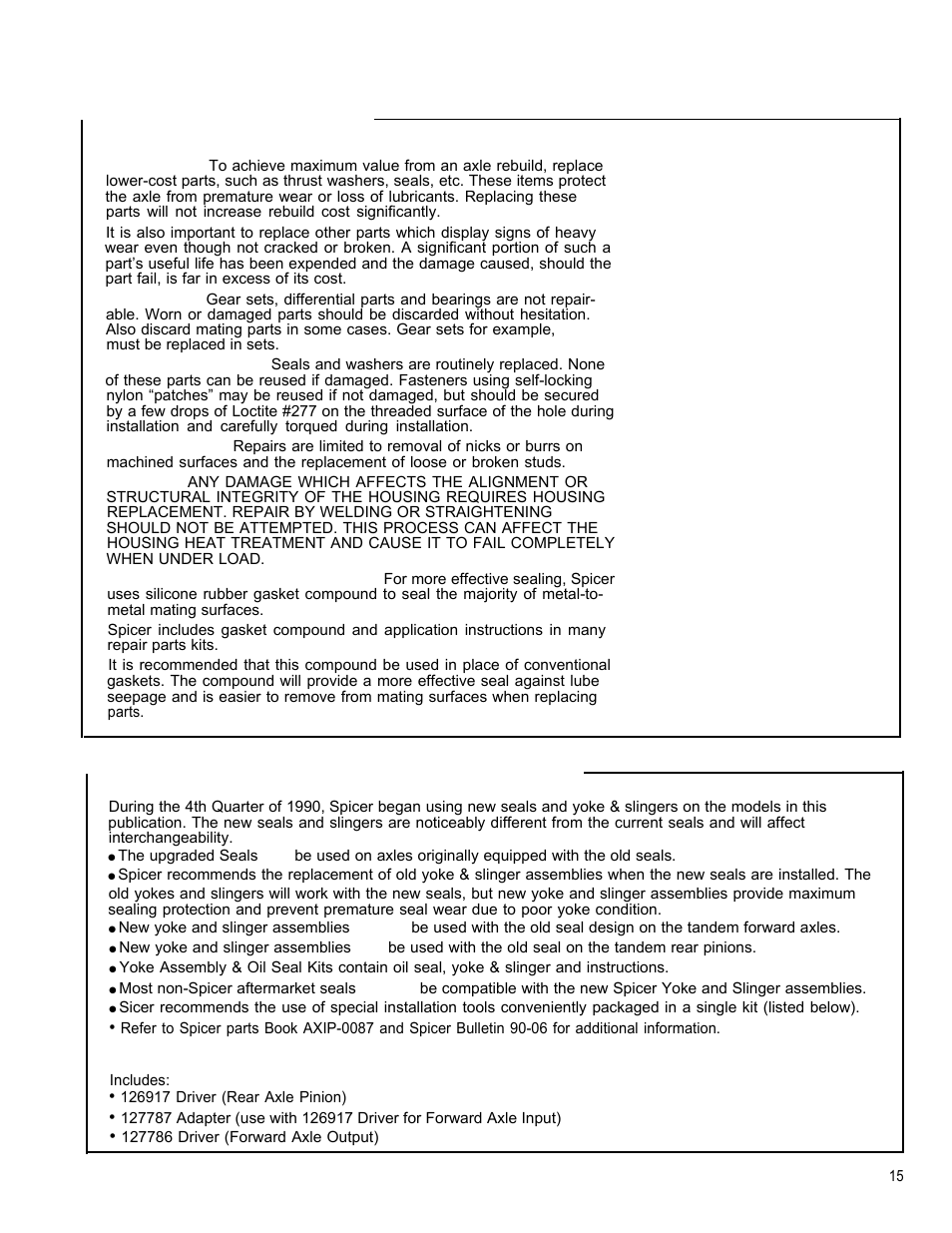 Repair and replacement, Seals, yoke & slinger service information | Spicer Tandem Drive Axle Dual Range & Double Planetary 34,000-45,000 lbs User Manual | Page 15 / 78