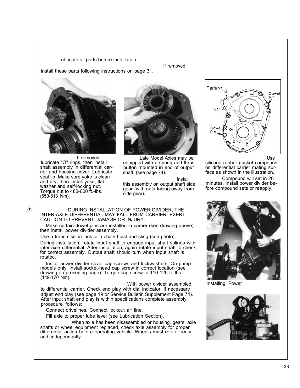 Install power divider on differential carrier | Spicer Tandem Drive Axle Dual Range & Double Planetary 34,000-45,000 lbs User Manual | Page 33 / 78
