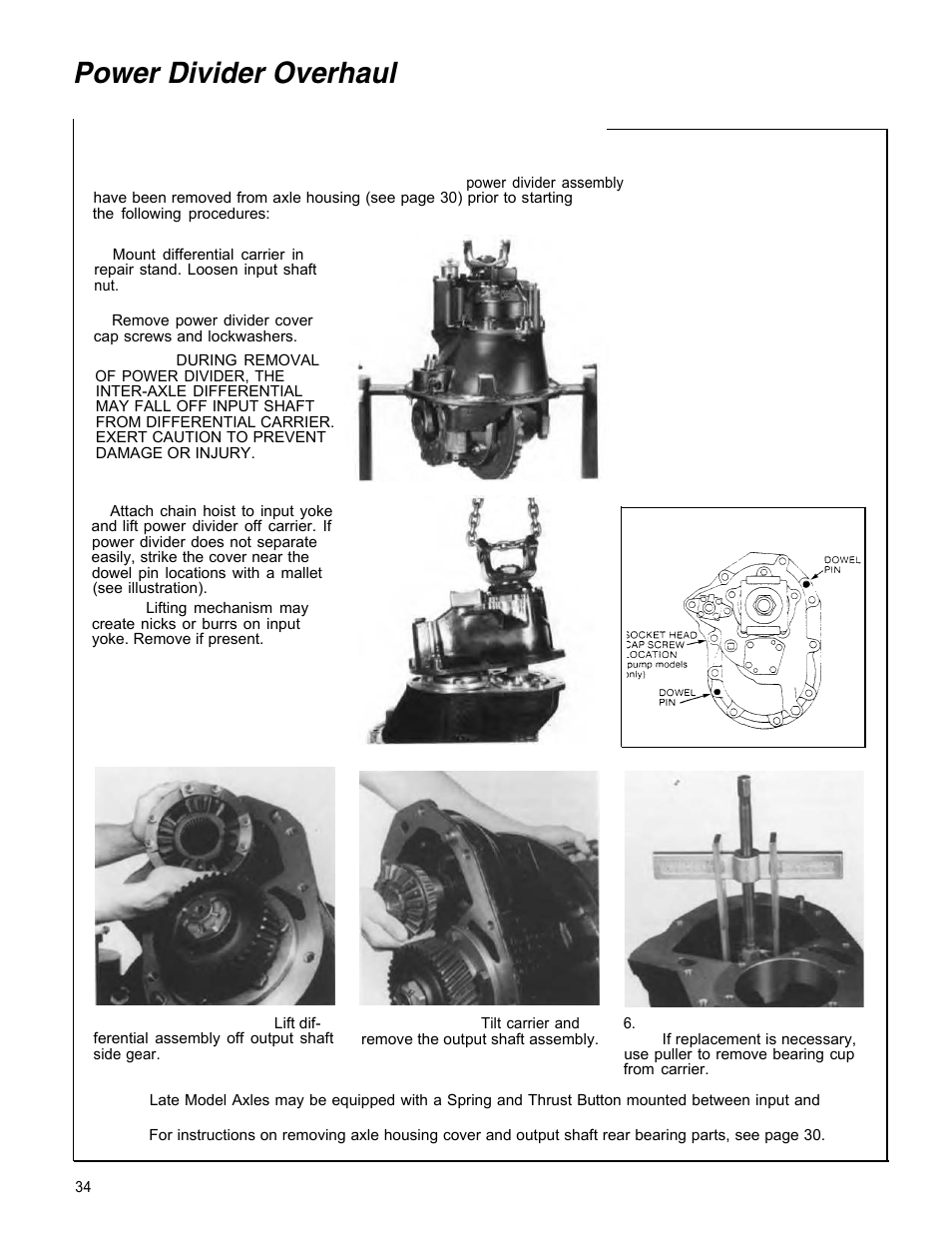 Power divider overhaul, Remove power divider from differential carrier | Spicer Tandem Drive Axle Dual Range & Double Planetary 34,000-45,000 lbs User Manual | Page 34 / 78