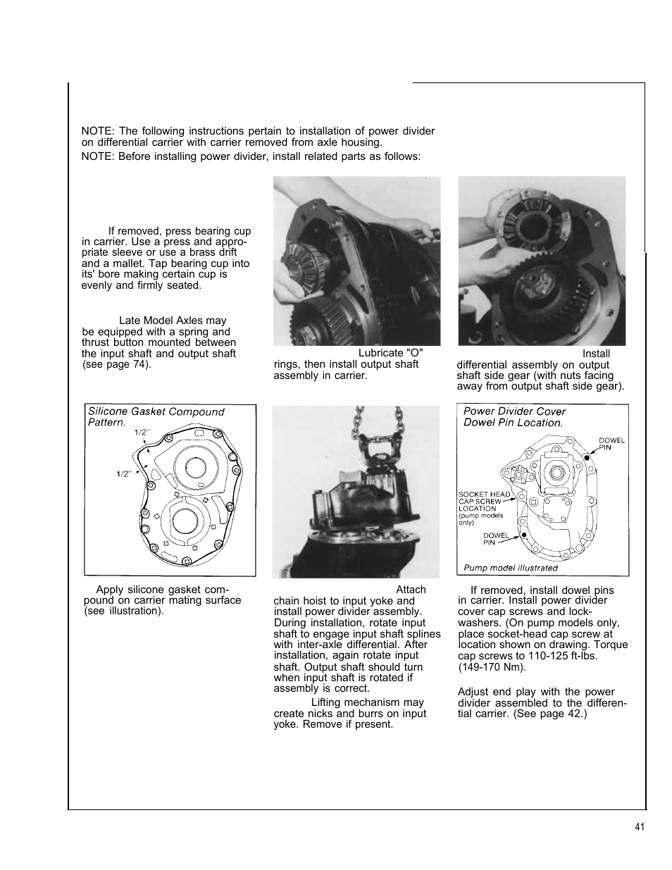 Install power divider on differential carrier | Spicer Tandem Drive Axle Dual Range & Double Planetary 34,000-45,000 lbs User Manual | Page 41 / 78