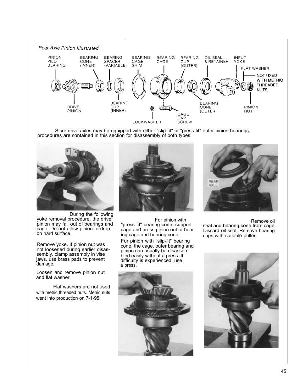 Disassemble drive pinion | Spicer Tandem Drive Axle Dual Range & Double Planetary 34,000-45,000 lbs User Manual | Page 45 / 78