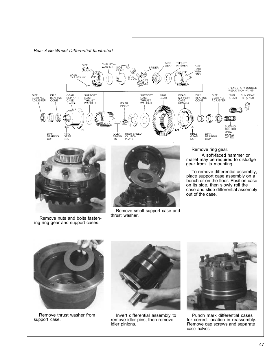 Disassemble wheel differential | Spicer Tandem Drive Axle Dual Range & Double Planetary 34,000-45,000 lbs User Manual | Page 47 / 78
