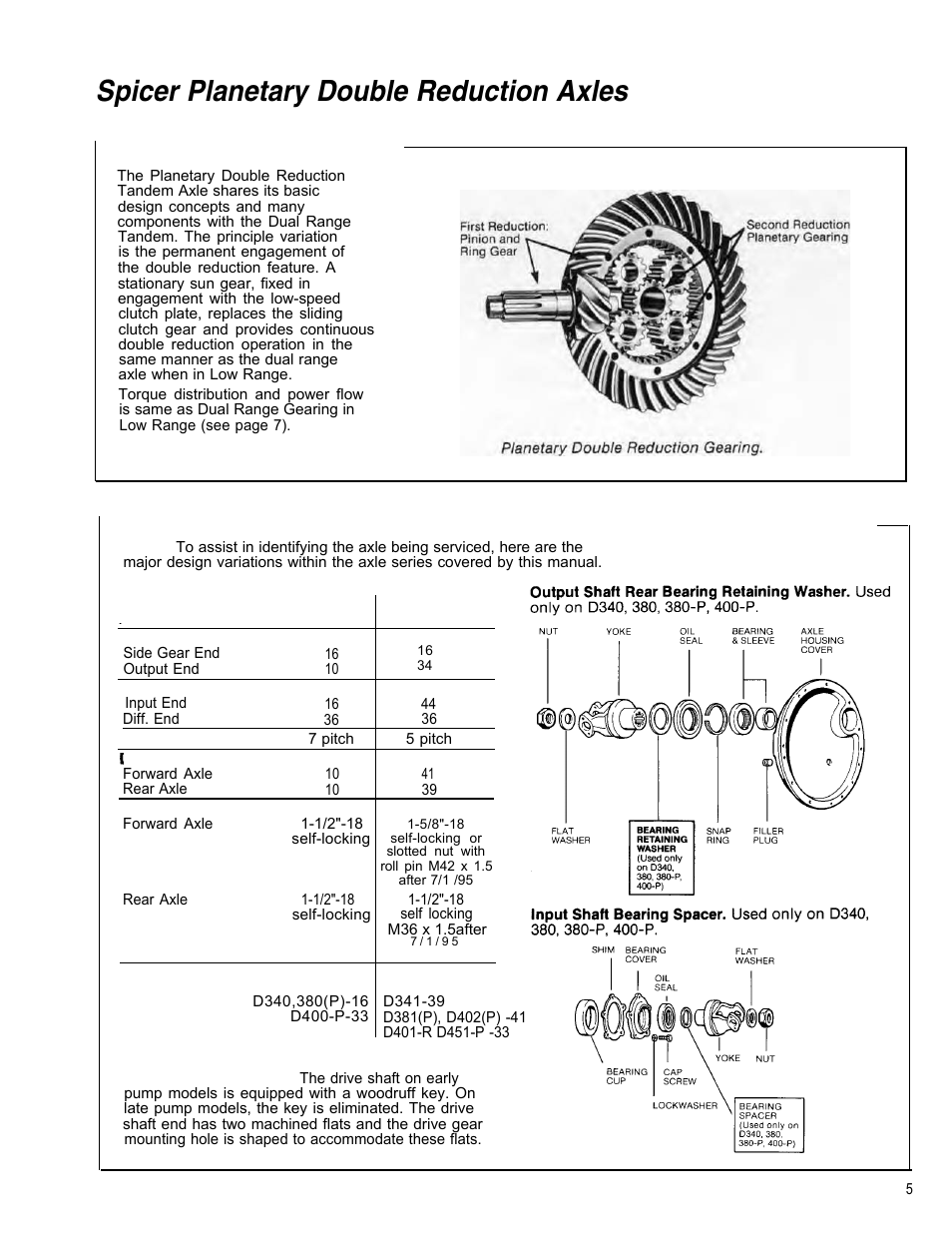 Spicer planetary double reduction axles, Description and operation | Spicer Tandem Drive Axle Dual Range & Double Planetary 34,000-45,000 lbs User Manual | Page 5 / 78