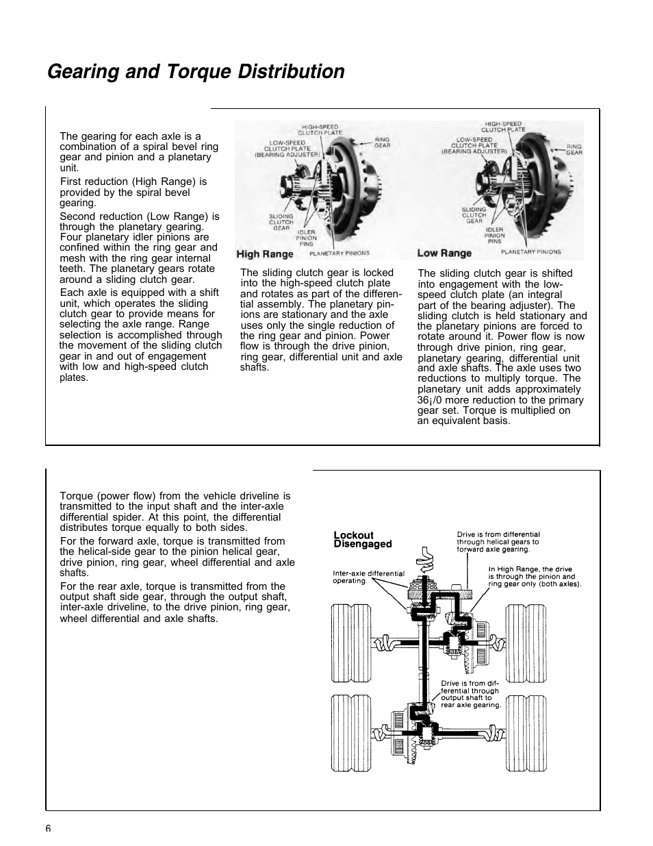 Gearing and torque distribution, Dual range gearing, Torque distribution in high range | Spicer Tandem Drive Axle Dual Range & Double Planetary 34,000-45,000 lbs User Manual | Page 6 / 78